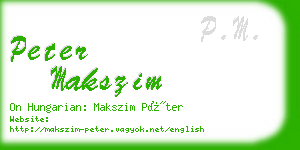 peter makszim business card